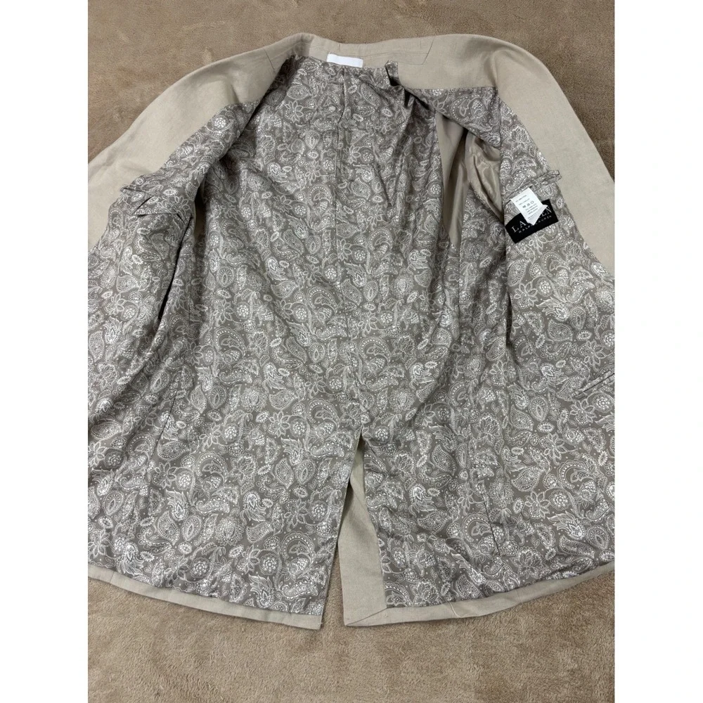 Lauren Ralph Lauren Black Label Linen Blazer‎ Men 36R Beige Floral Pattern Lined
